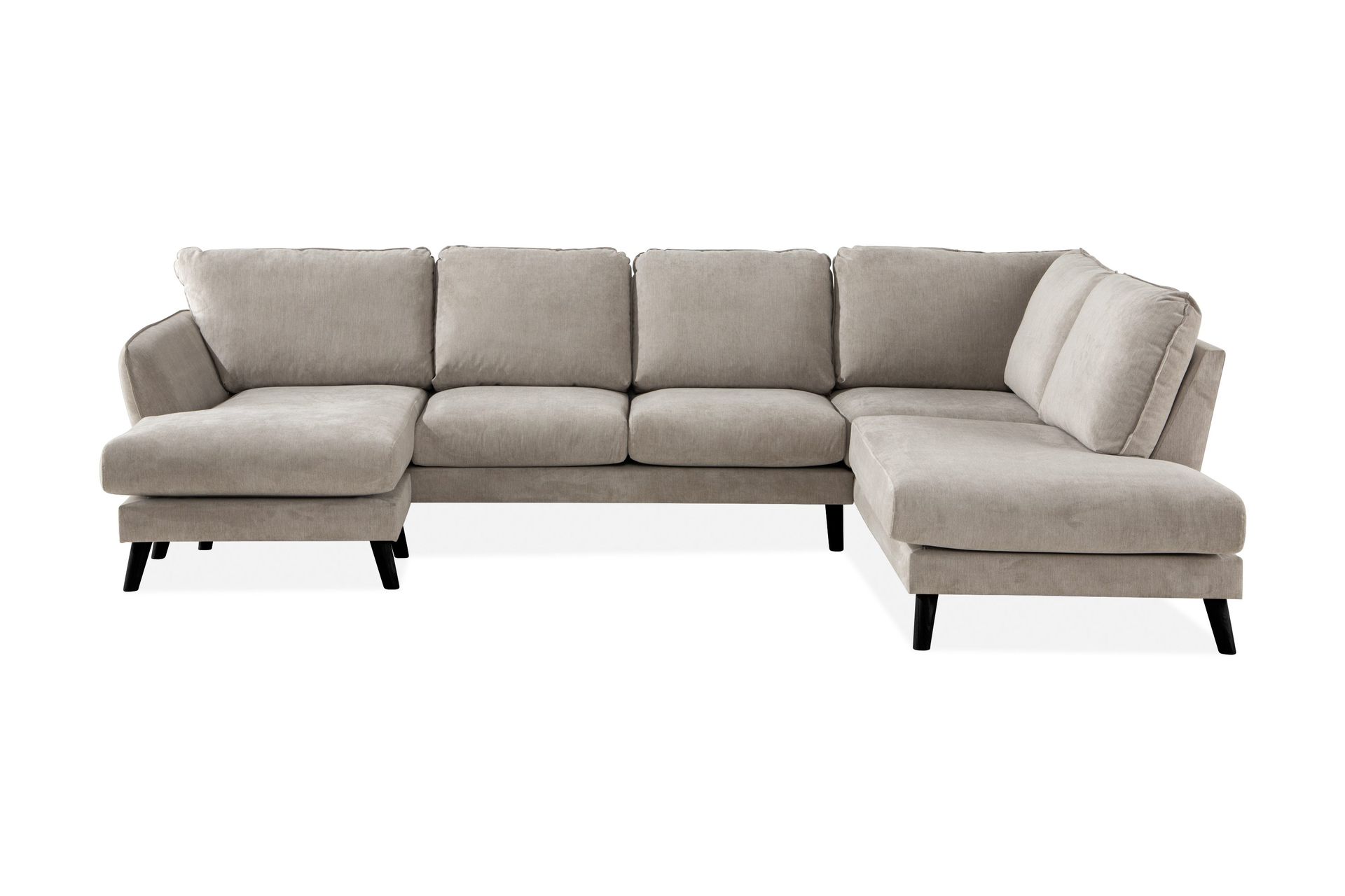 Trend Lyx 4-seters Høyrevendt U-formet Sofa med Divan og Sjeselong i Stoff - Beige