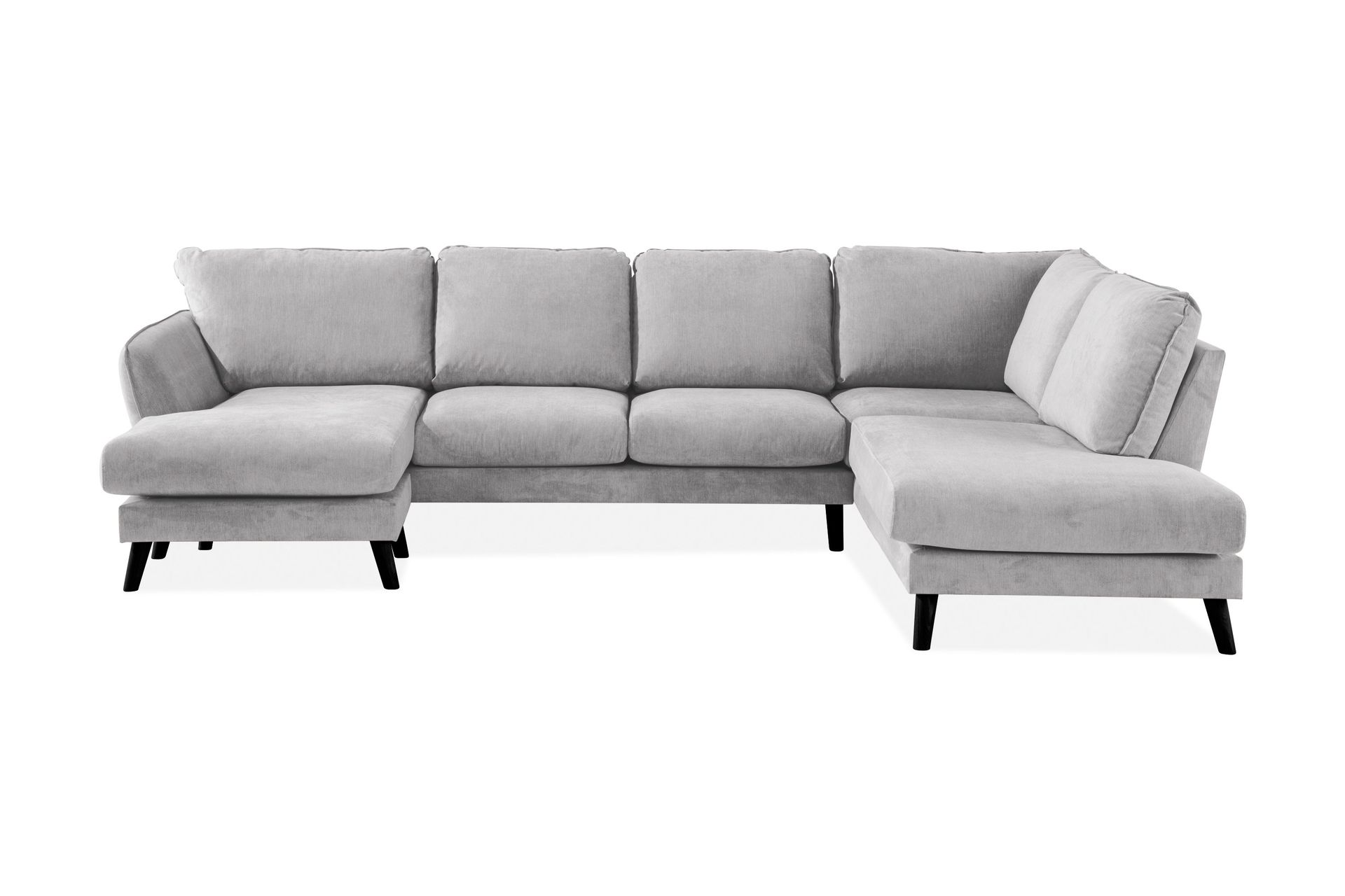 Trend Lyx 4-seters Høyrevendt U-formet Sofa med Divan og Sjeselong i Stoff - Lys grå