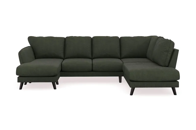 Trend Lyx 4-seters Venstrevendt U-formet Sofa med Divan og Sjeselong i Manchester, Mørkegrønn