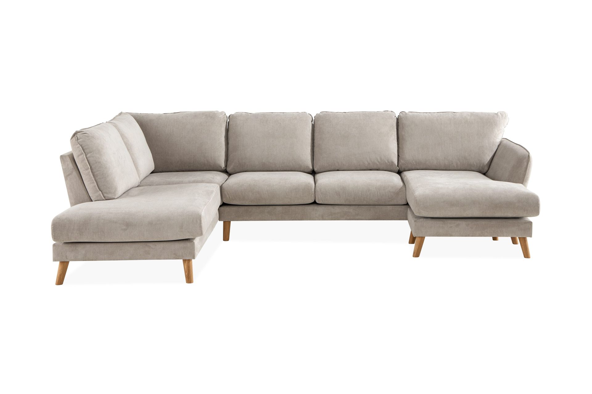 Trend Lyx 4-seters Venstrevendt U-formet Sofa med Divan og Sjeselong i Stoff - Beige