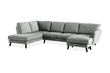 Trend Lyx 4-seters Venstrevendt U-formet Sofa med Divan og Sjeselong i Stoff - Grå - Møbler - Sofaer - U-sofa