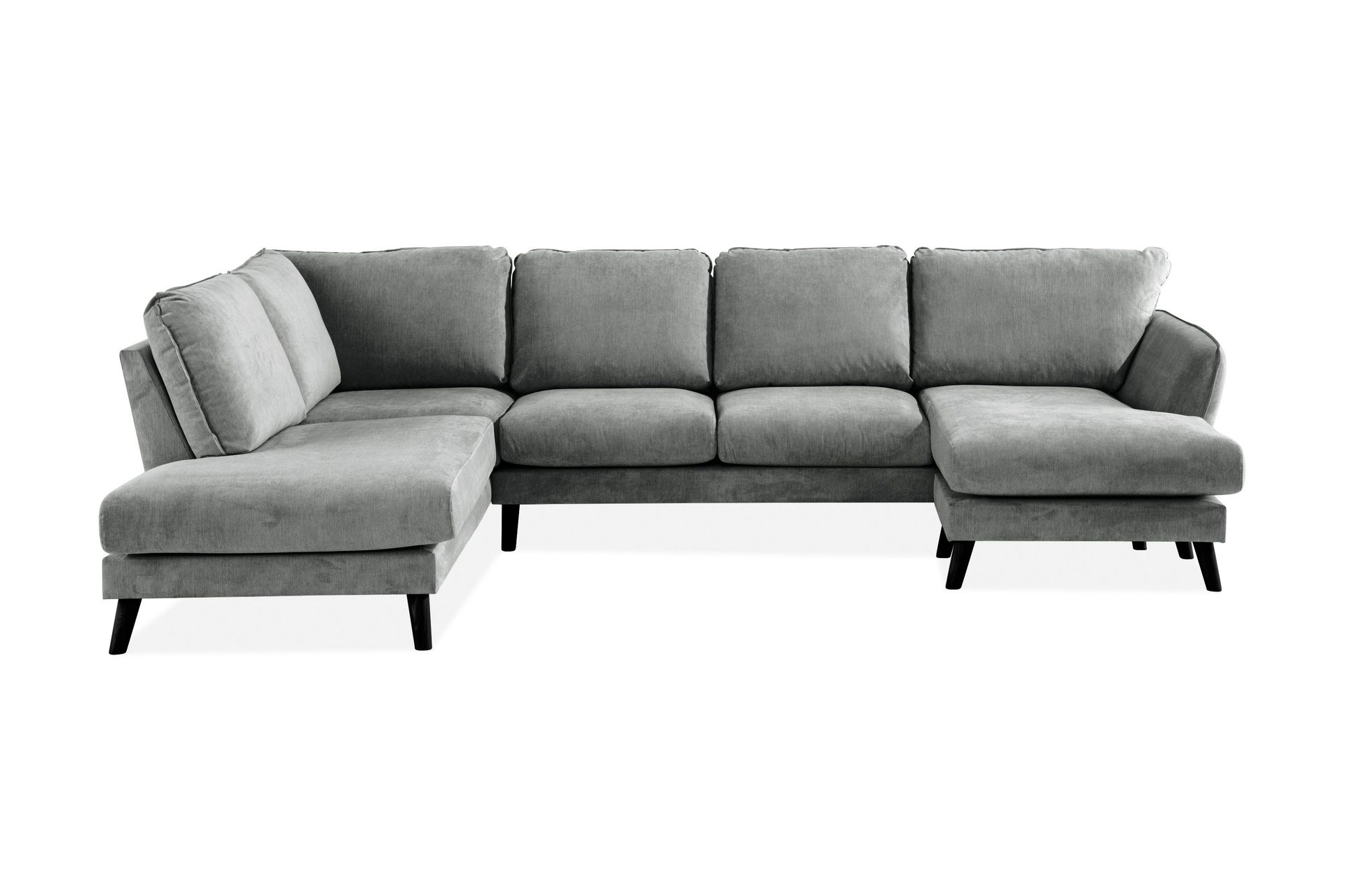 Trend Lyx 4-seters Venstrevendt U-formet Sofa med Divan og Sjeselong i Stoff - Grå