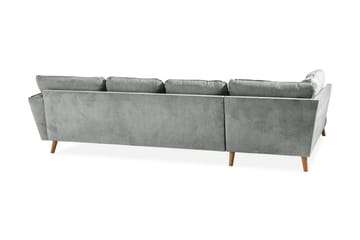 Trend Lyx 4-seters Venstrevendt U-formet Sofa med Divan og Sjeselong i Stoff - Grå - Møbler - Sofaer - U-sofa