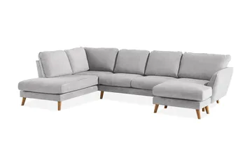 Trend Lyx 4-seters Venstrevendt U-formet Sofa med Divan og Sjeselong i Stoff - Lys grå - Møbler - Sofaer - U-sofa