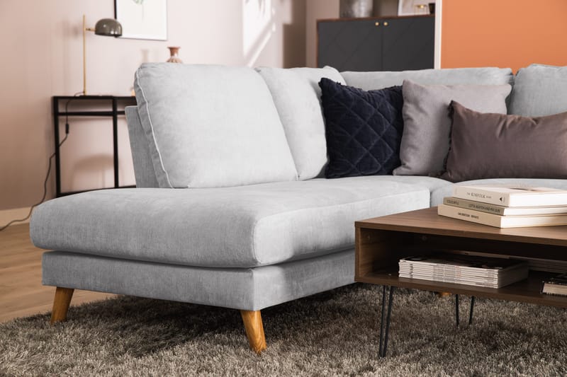 Trend Lyx 4-seters Venstrevendt U-formet Sofa med Divan og Sjeselong i Stoff - Lys grå - Møbler - Sofaer - U-sofa
