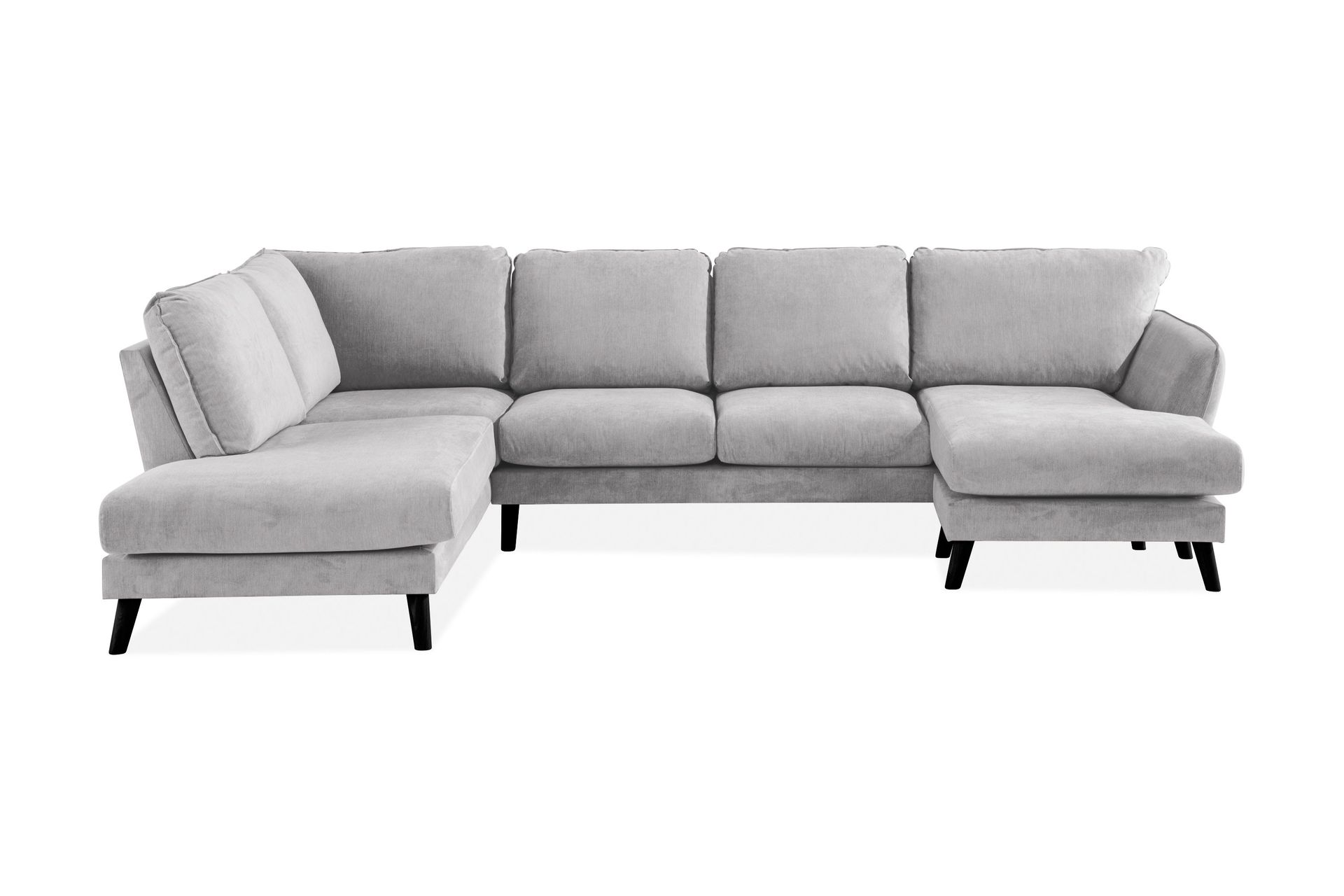 Trend Lyx 4-seters Venstrevendt U-formet Sofa med Divan og Sjeselong i Stoff - Lys grå