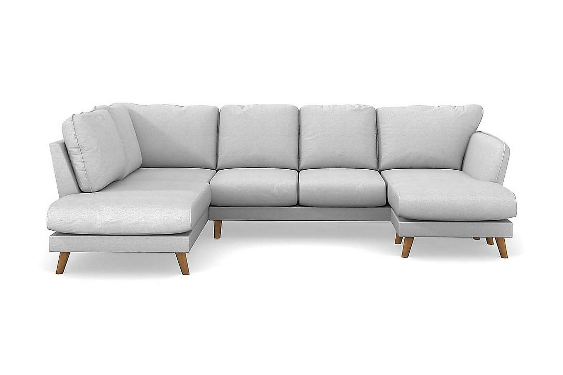 Trend Lyx 4-seters Venstrevendt U-formet Sofa med Divan og Sjeselong i Stoff - Lys grå