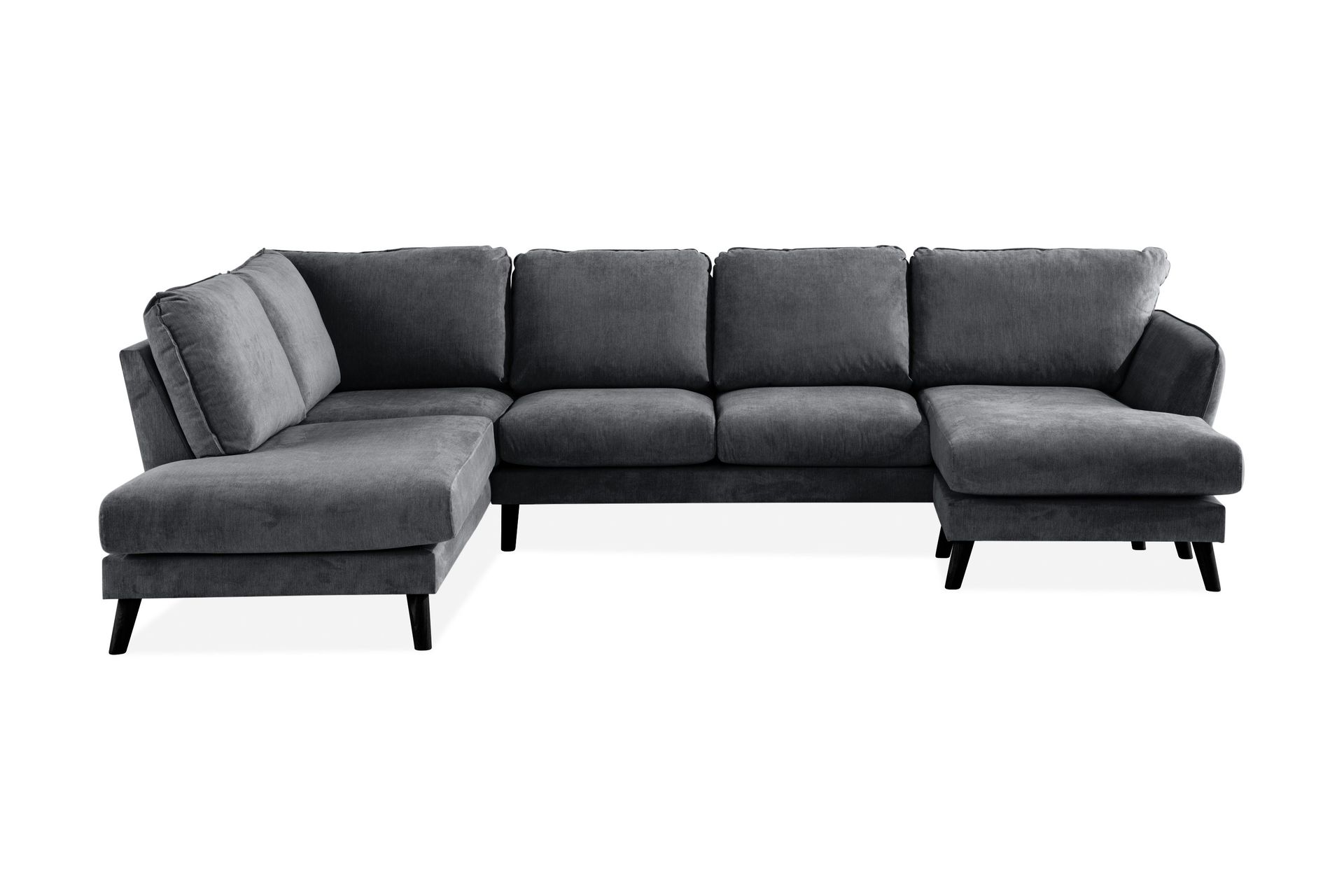 Trend Lyx 4-seters Venstrevendt U-formet Sofa med Divan og Sjeselong i Stoff - Mørk grå