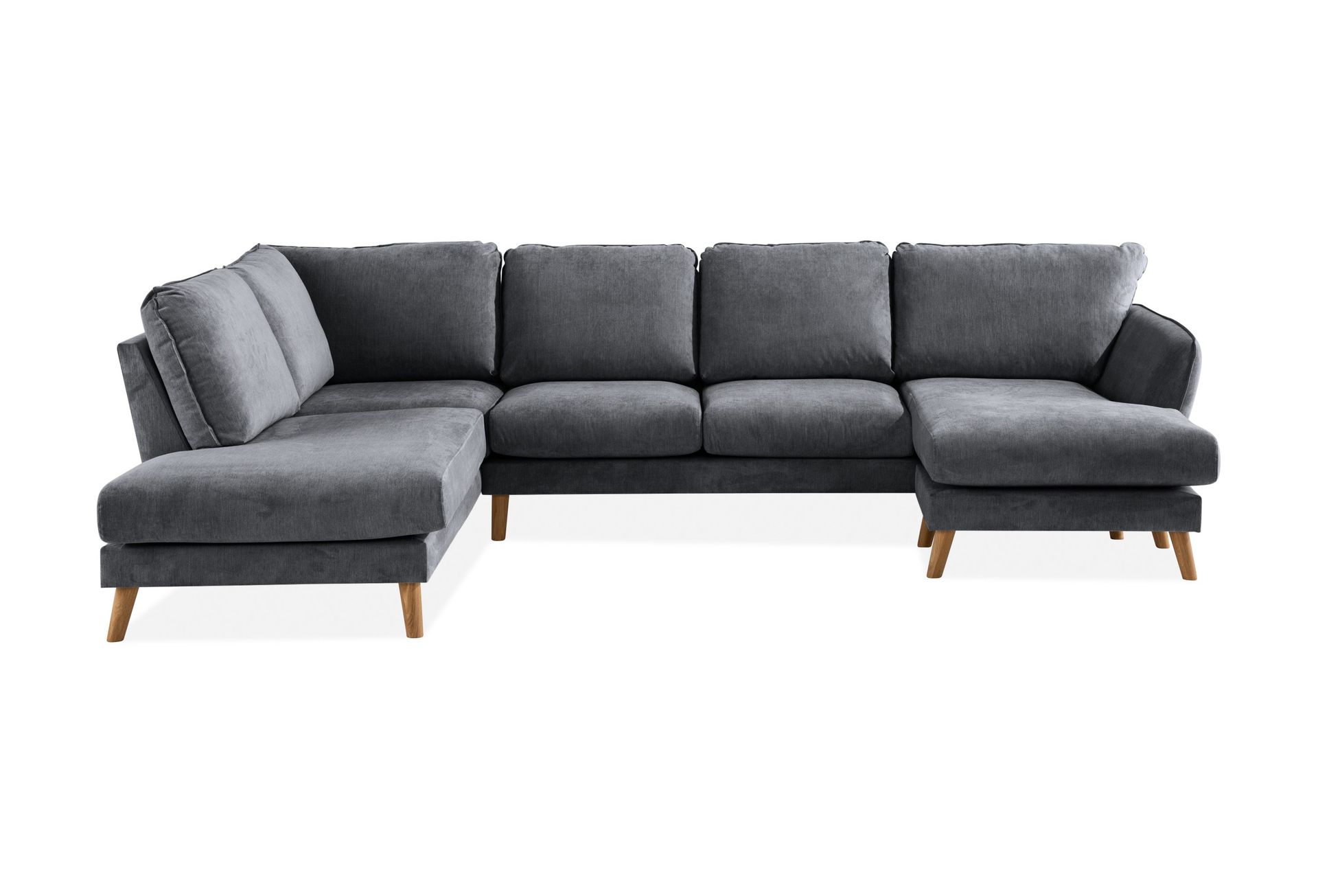 Trend Lyx 4-seters Venstrevendt U-formet Sofa med Divan og Sjeselong i Stoff - Mørk grå