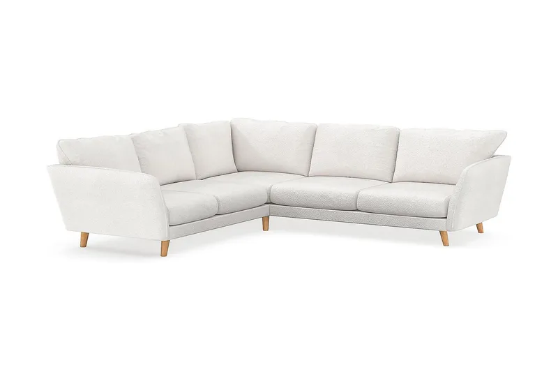 Trend Lyx 6-seter Vendbar L-formet Hjørnesofa i Bouclé - Hvit - Møbler - Sofaer - Hjørnesofa