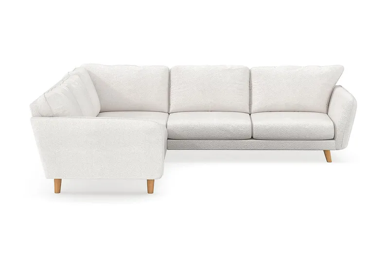Trend Lyx 6-seter Vendbar L-formet Hjørnesofa i Bouclé, Hvit