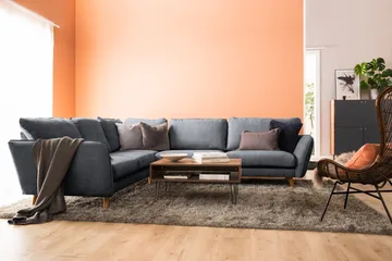 Trend Lyx 6-seters Vendbar L-formet Hjørnesofa i Stoff - Mørk grå - Møbler - Sofaer - Hjørnesofa