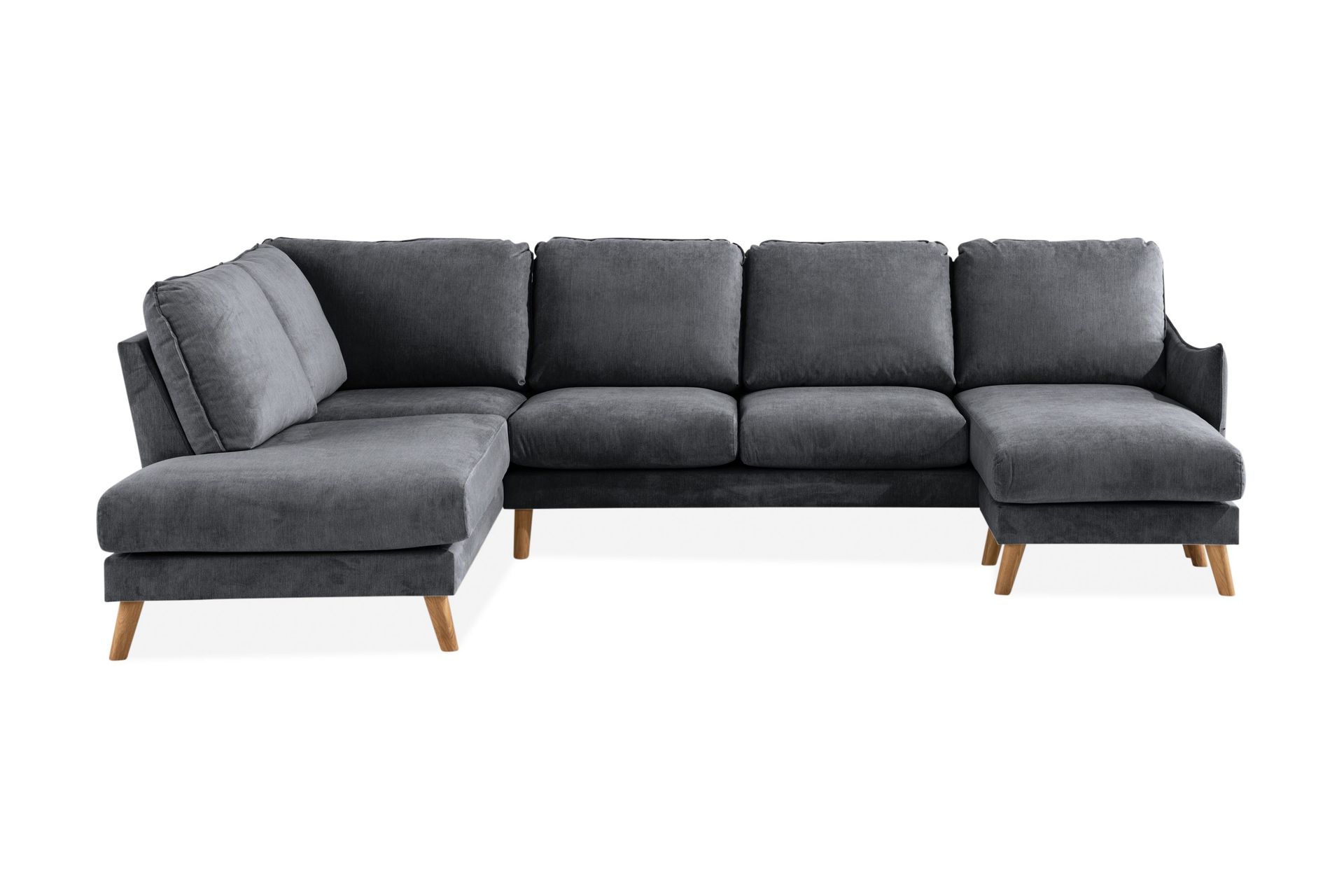 Trend Lyx U-Sofa med Divan Høyre - Mørkegrå/Eik