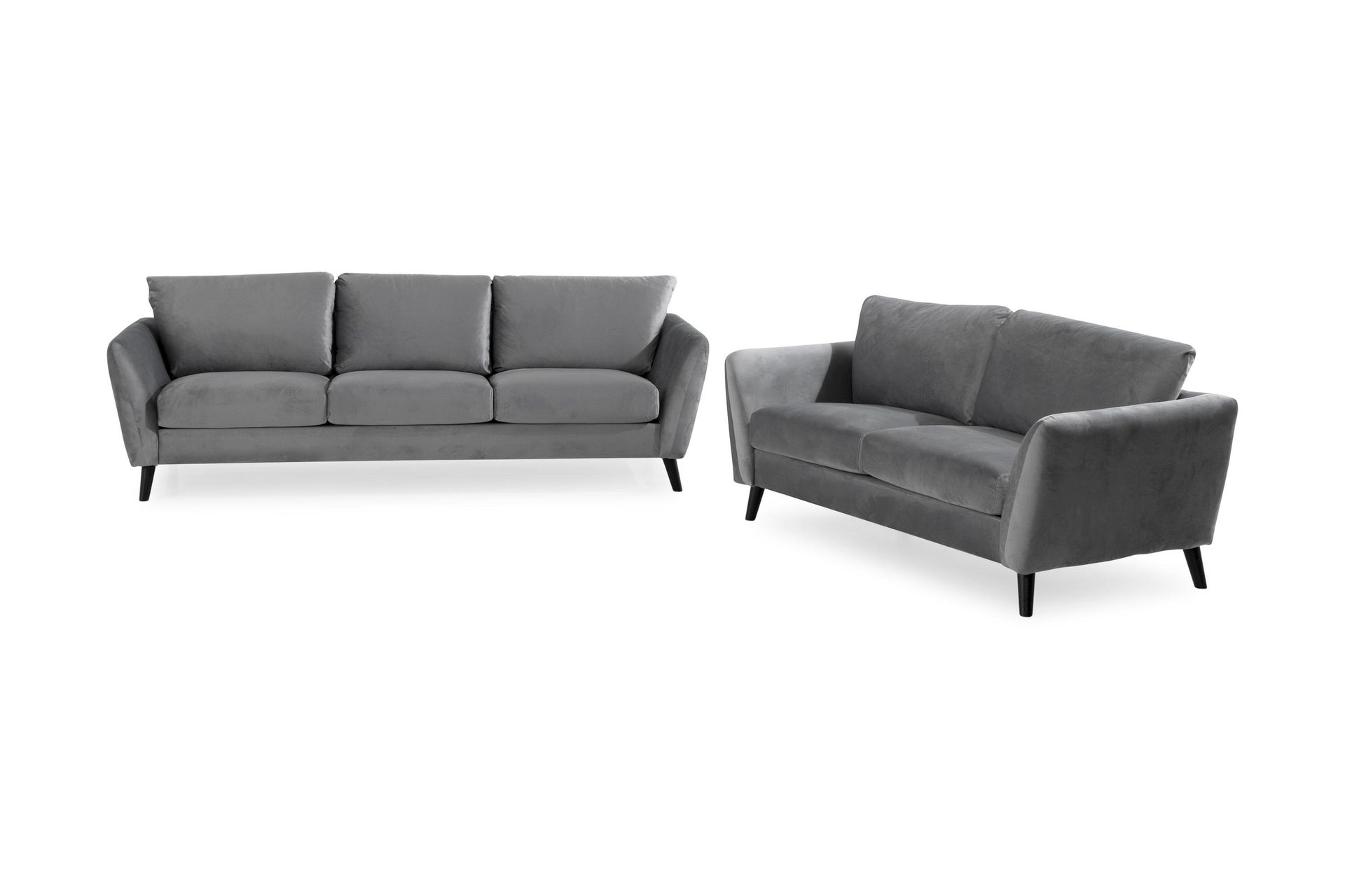 Trend Sofagruppe 3-seters + 2-seters Fløyelssofa - Lys grå
