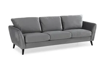 Trend Sofagruppe 3-seters + 2-seters Sofa + Lenestol + Fotskammel i Fløyel - Lysegrå - Møbler - Sofaer - Sofagrupper