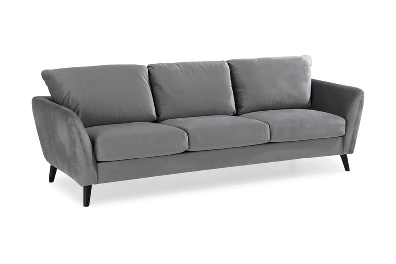Trend Sofagruppe 3-seters + 2-seters Sofa + Lenestol + Fotskammel i Fløyel - Lysegrå - Møbler - Sofaer - Sofagrupper