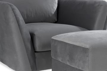 Trend Sofagruppe 3-seters + 2-seters Sofa + Lenestol + Fotskammel i Fløyel - Lysegrå - Møbler - Sofaer - Sofagrupper