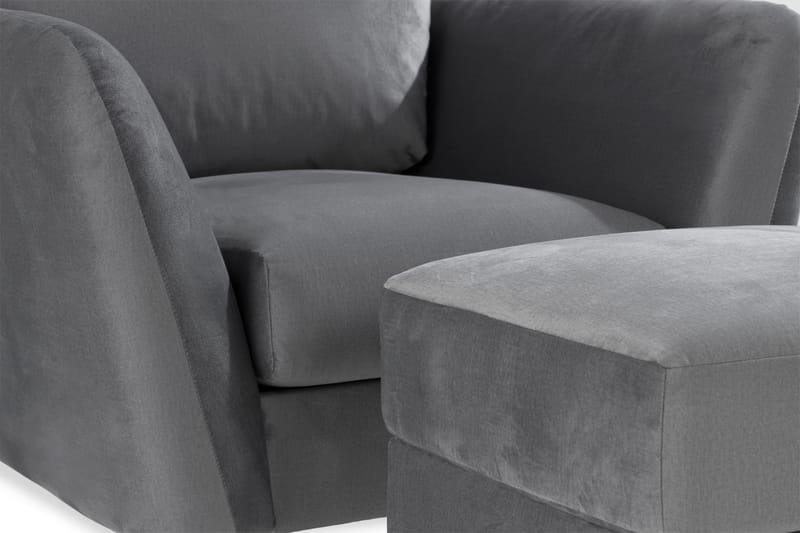 Trend Sofagruppe 3-seters + 2-seters Sofa + Lenestol + Fotskammel i Fløyel - Lysegrå - Møbler - Sofaer - Sofagrupper