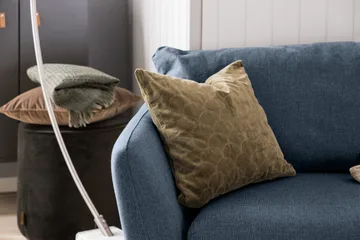 Trend Sofagruppe 3-seters + 2-seters Sofa + Lenestol + Fotskammel i Stoff - Blå - Møbler - Sofaer - Sofagrupper