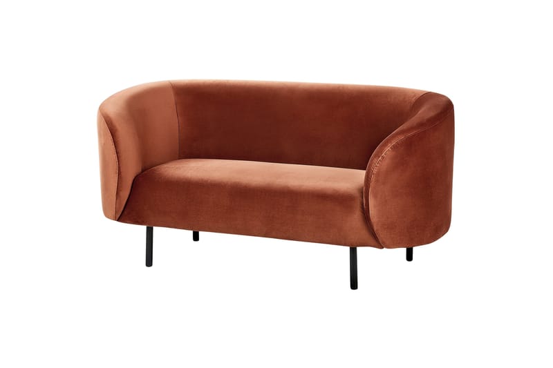 Tuka 2-seters Sofa i Fløyel med Metallben - Oransje|Svart - Møbler - Sofaer - Fløyel sofaer