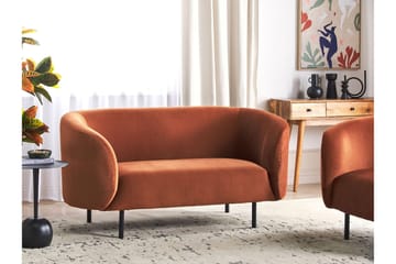 Tuka 2-seters Sofa i Fløyel med Metallben - Oransje|Svart - Møbler - Sofaer - Fløyel sofaer
