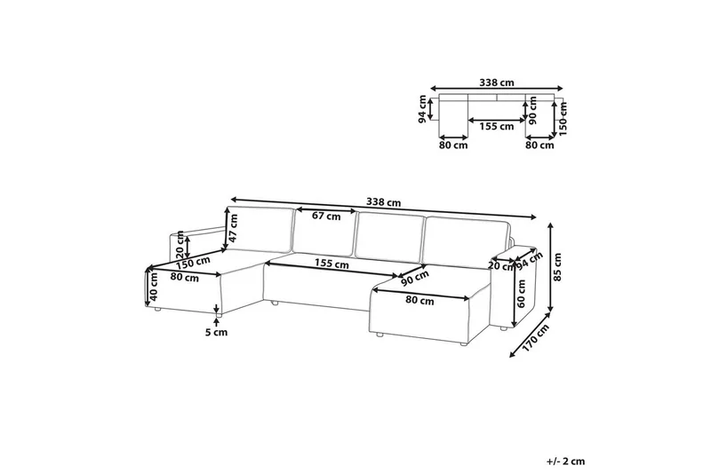 U-formad soffa Beliani Vatne Beige/svart Brown||Black - Møbler - Sofaer - Sofagrupper