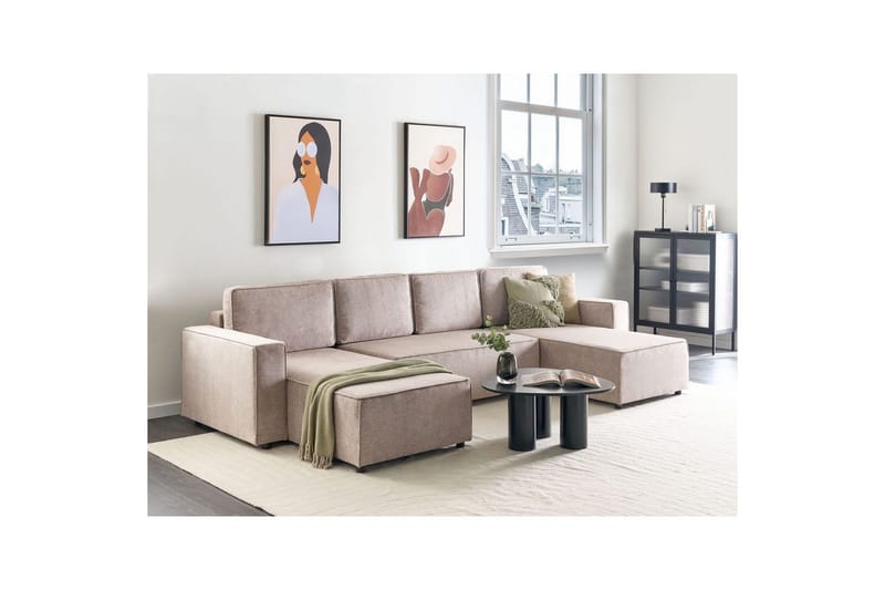 U-formad soffa Beliani Vatne Beige/svart Brown||Black - Møbler - Sofaer - Sofagrupper