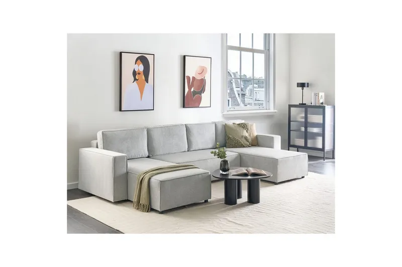 U-formad soffa Beliani Vatne Beige/svart Grey||Black - Møbler - Sofaer - Sofagrupper
