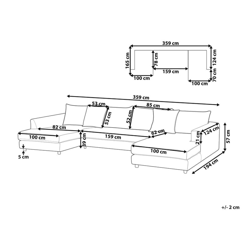 U-formet sofa Lilviken - Lys beige, svart - Møbler - Sofaer - Hjørnesofa