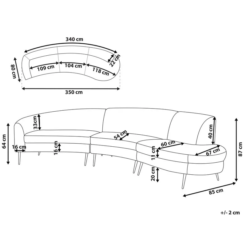 U-formet sofa Moss - Beige, Gull - Møbler - Sofaer - Fløyel sofaer