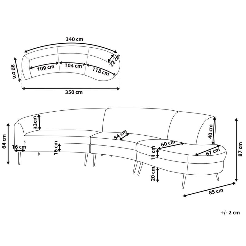 U-formet sofa Moss - Beige, Gull - Møbler - Sofaer - Fløyel sofaer