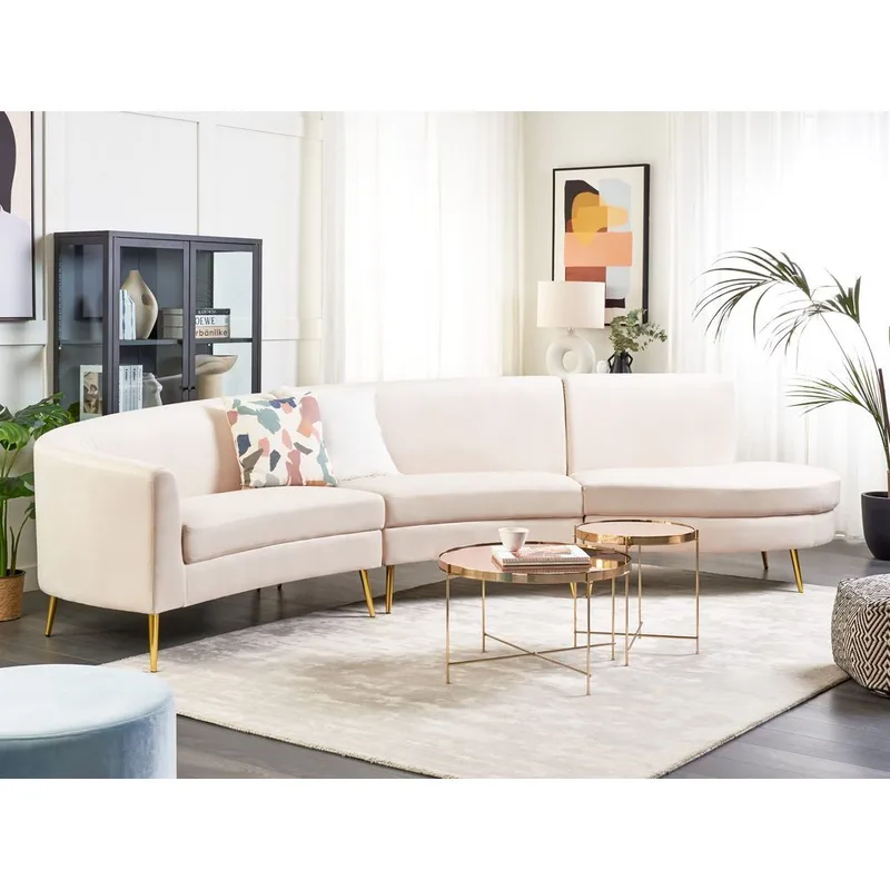 U-formet sofa Moss - Beige, Gull - Møbler - Sofaer - Fløyel sofaer