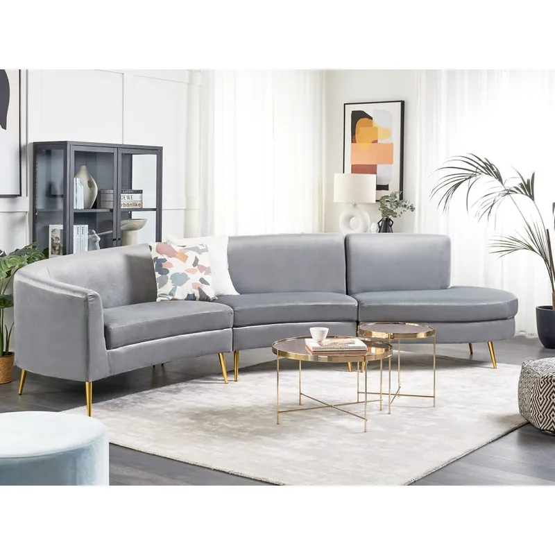 U-formet sofa Moss - Grå, Gull - Møbler - Sofaer - Fløyel sofaer