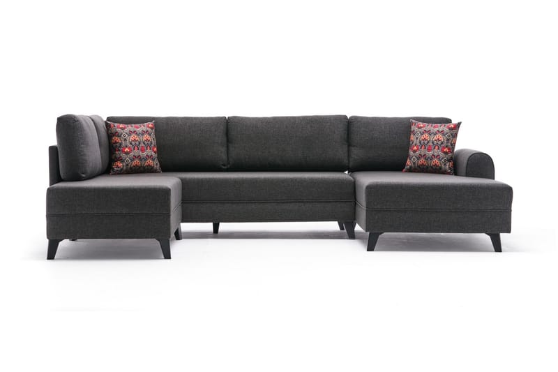 Belena U-sofa med Sjeselong Venstre - Antrasitt/Svart - Møbler - Sofaer - U-sofa