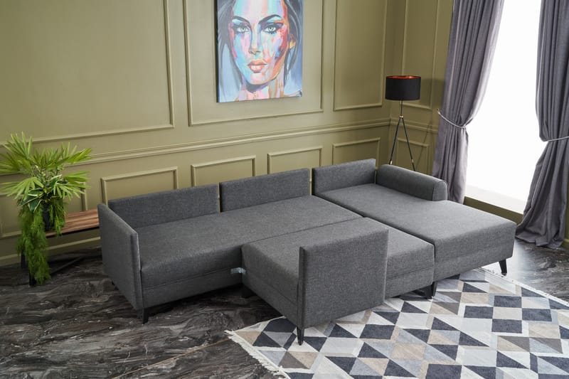 Belena U-sofa med Sjeselong Venstre - Antrasitt/Svart - Møbler - Sofaer - U-sofa