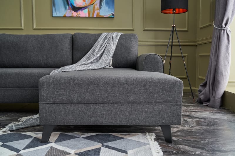 Belena U-sofa med Sjeselong Venstre - Antrasitt/Svart - Møbler - Sofaer - U-sofa