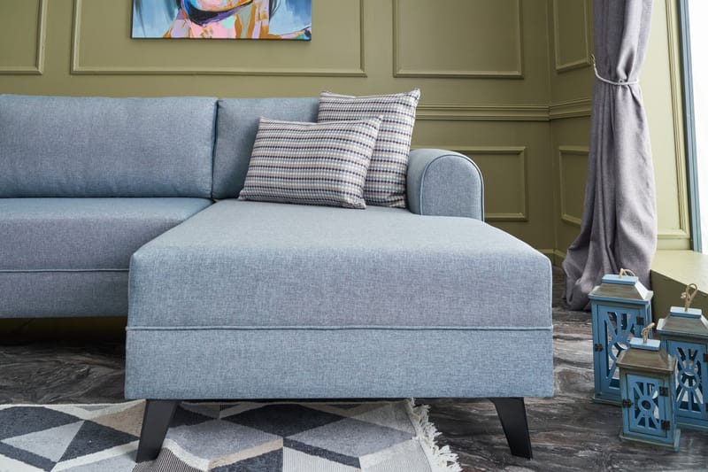 Belena U-sofa med Sjeselong Venstre - Blå/Svart - Møbler - Sofaer - U-sofa