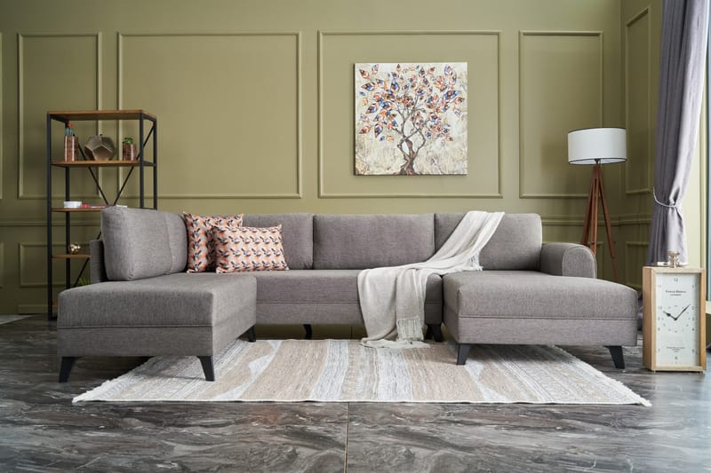 Belena U-sofa med Sjeselong Venstre - Brun/Svart - Møbler - Sofaer - U-sofa