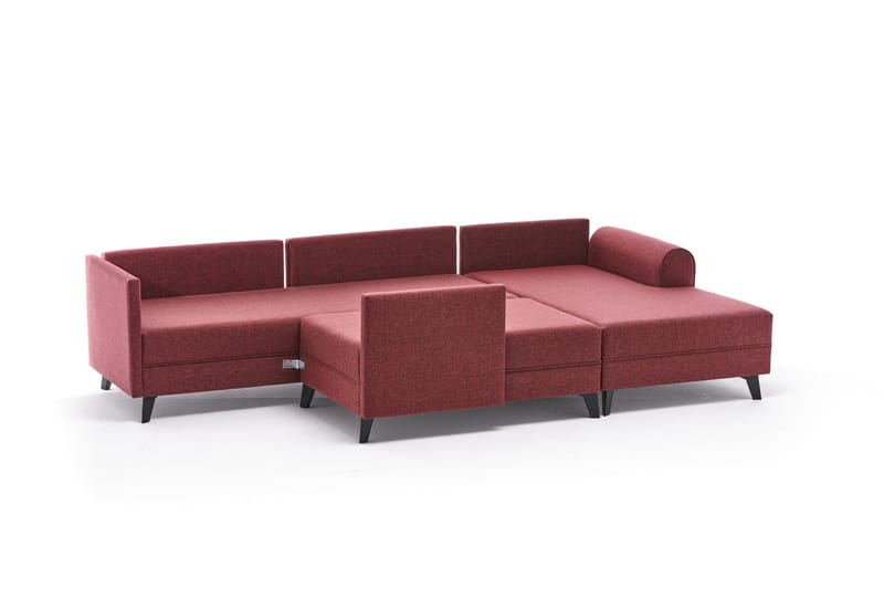 Belena U-sofa med Sjeselong Venstre - Rød/Svart - Møbler - Sofaer - U-sofa