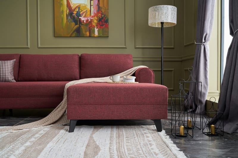 Belena U-sofa med Sjeselong Venstre - Rød/Svart - Møbler - Sofaer - U-sofa