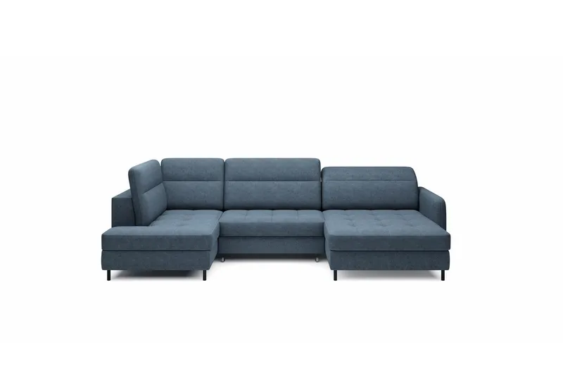 Berrto Sofa med Divan og Sjeselong 5-seters, Blå