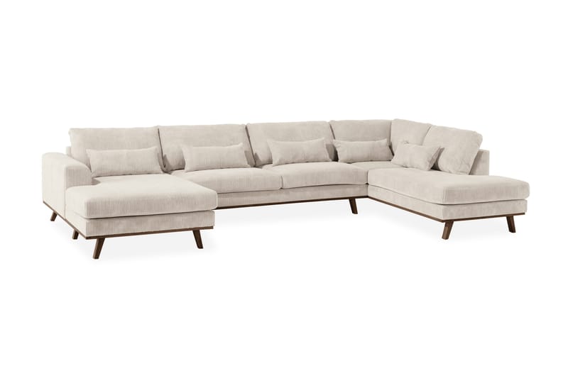 Copenhagen 5-seters Høyrevendt U-formet Large Sofa med Divan og Sjeselong i Manchester - Beige - Møbler - Sofaer - U-sofa