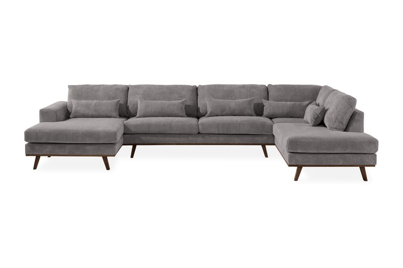Copenhagen 5-seters Høyrevendt U-formet Large Sofa med Divan og Sjeselong i Manchester - Mørk grå - Møbler - Sofaer - U-sofa