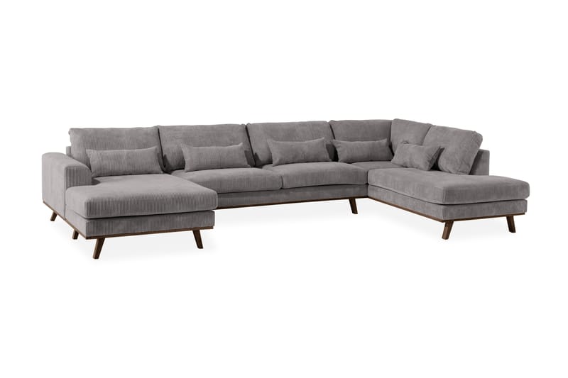 Copenhagen 5-seters Høyrevendt U-formet Large Sofa med Divan og Sjeselong i Manchester - Mørk grå - Møbler - Sofaer - U-sofa