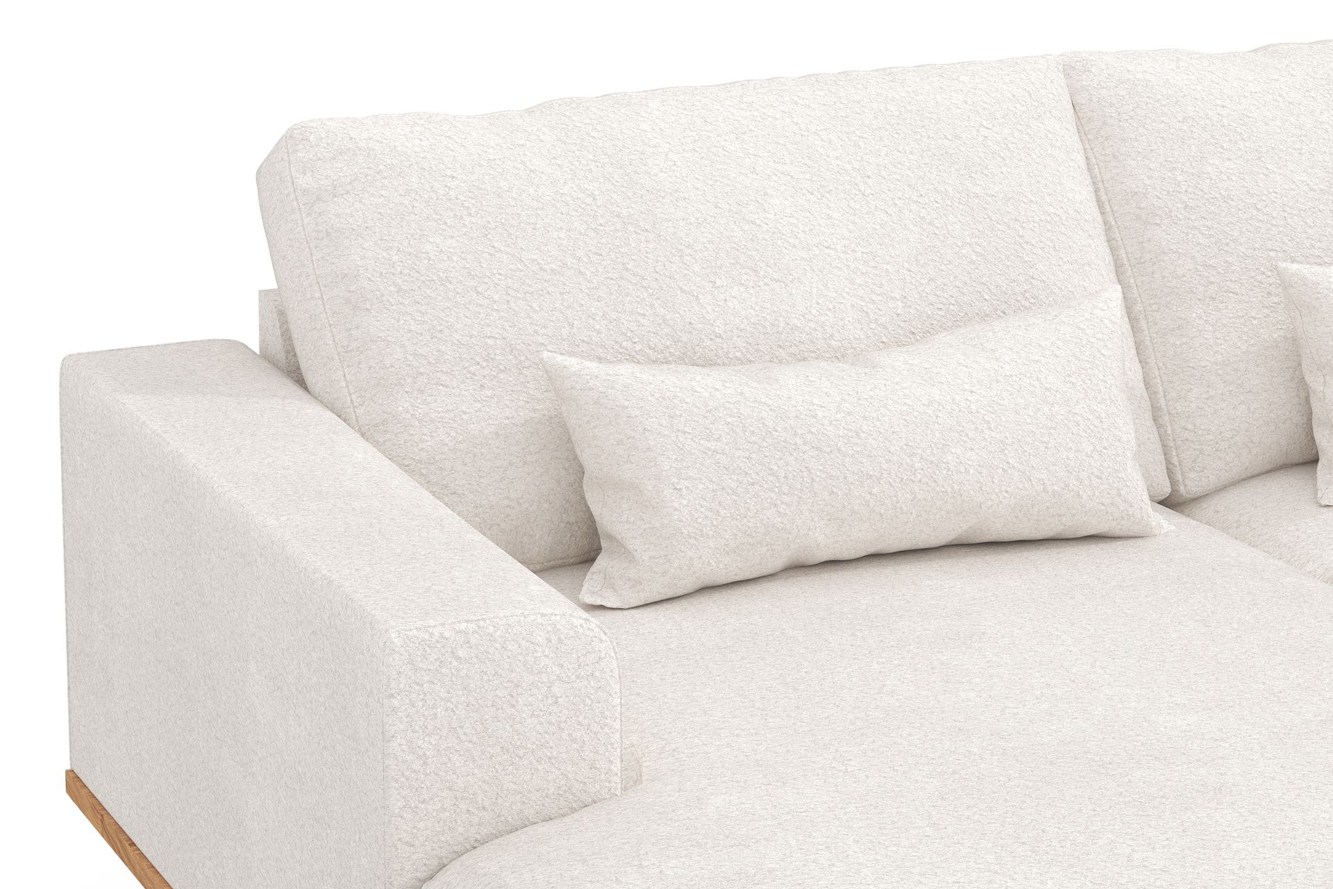 Copenhagen 5-seters Høyrevendt U-formet Sofa med Divan og Sjeselong i Bouclé - Hvit - Møbler - Sofaer - U-sofa