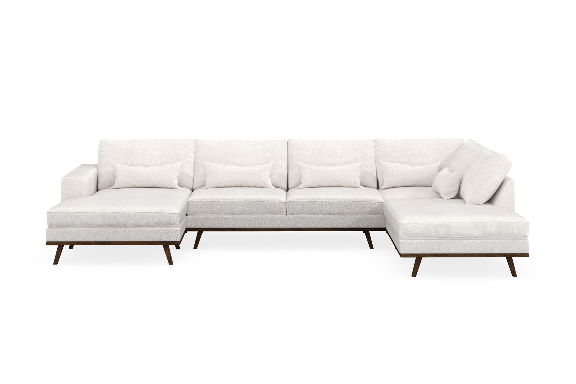Copenhagen 5-seters Høyrevendt U-formet Sofa med Divan og Sjeselong i Bouclé - Hvit - Møbler - Sofaer - U-sofa