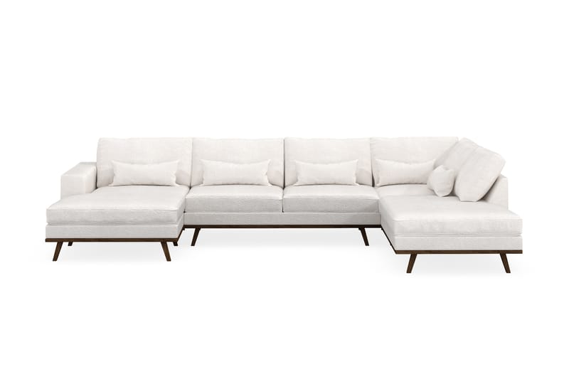 Copenhagen 5-seters Høyrevendt U-formet Sofa med Divan og Sjeselong i Bouclé - Hvit - Møbler - Sofaer - U-sofa
