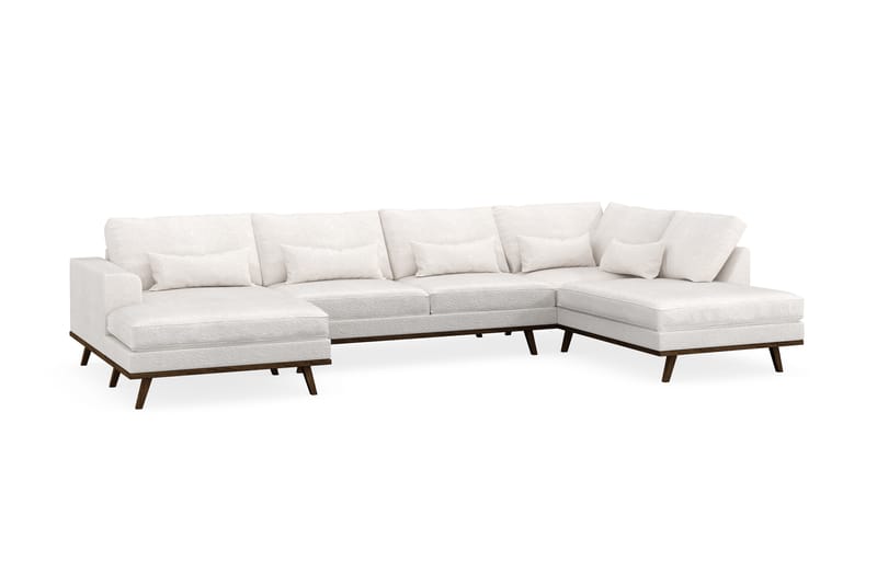 Copenhagen 5-seters Høyrevendt U-formet Sofa med Divan og Sjeselong i Bouclé - Hvit - Møbler - Sofaer - U-sofa