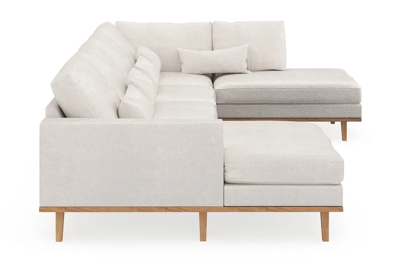 Copenhagen 5-seters Høyrevendt U-formet Sofa med Divan og Sjeselong i Bouclé - Hvit - Møbler - Sofaer - U-sofa