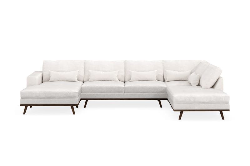 Copenhagen 5-seters Høyrevendt U-formet Sofa med Divan og Sjeselong i Bouclé - Hvit - Møbler - Sofaer - U-sofa
